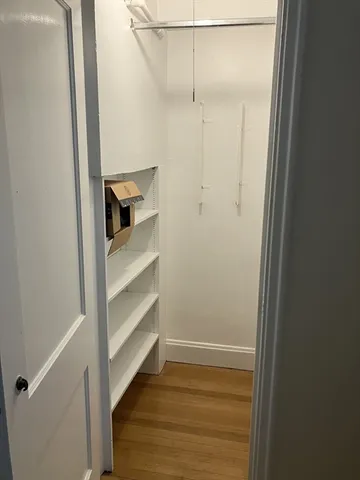 a view of an empty walk in closet