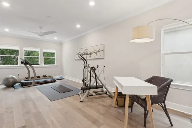 a bedroom with a bed and furniture