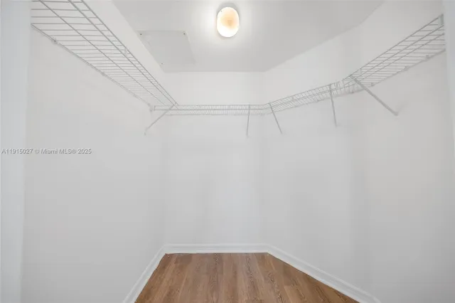 a view of a room with racks on the wall