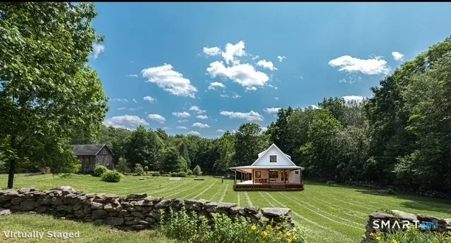 a view of a lake from a yard