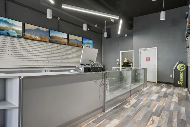 a front view of a building with street