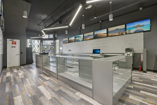 a front view of a building with street