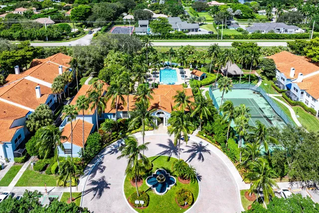 a view of a lake with a park