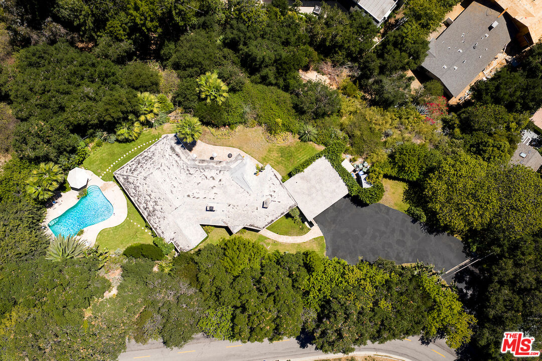 an aerial view of a house
