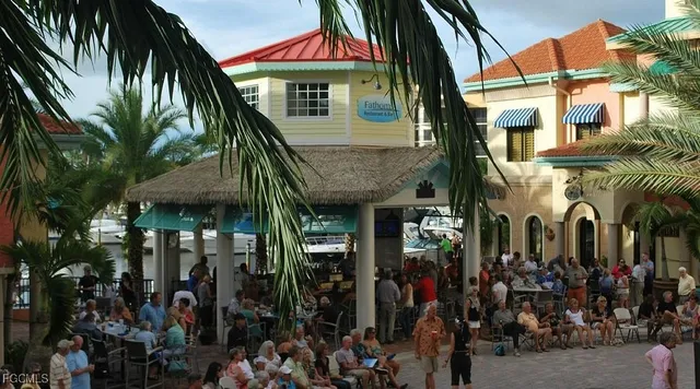 a view of street with sitting area