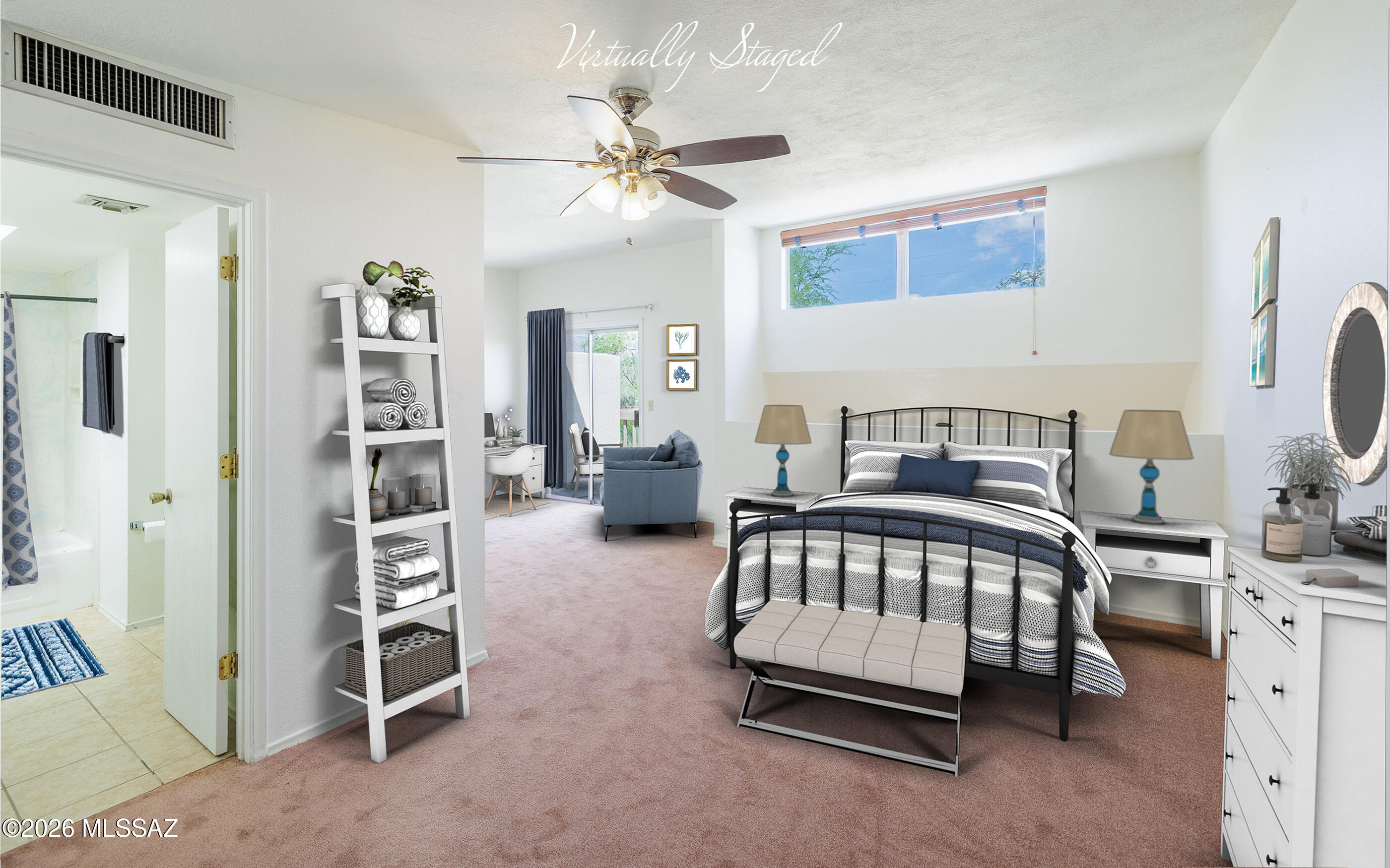 3750 North Country Club Road, Unit 46 Tucson, AZ 85716 - Photo 19 of 34 a bedroom with a bed and a chandelier