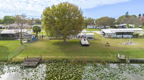 a view of a lake with houses