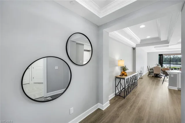 a view of a livingroom with furniture and wooden floor