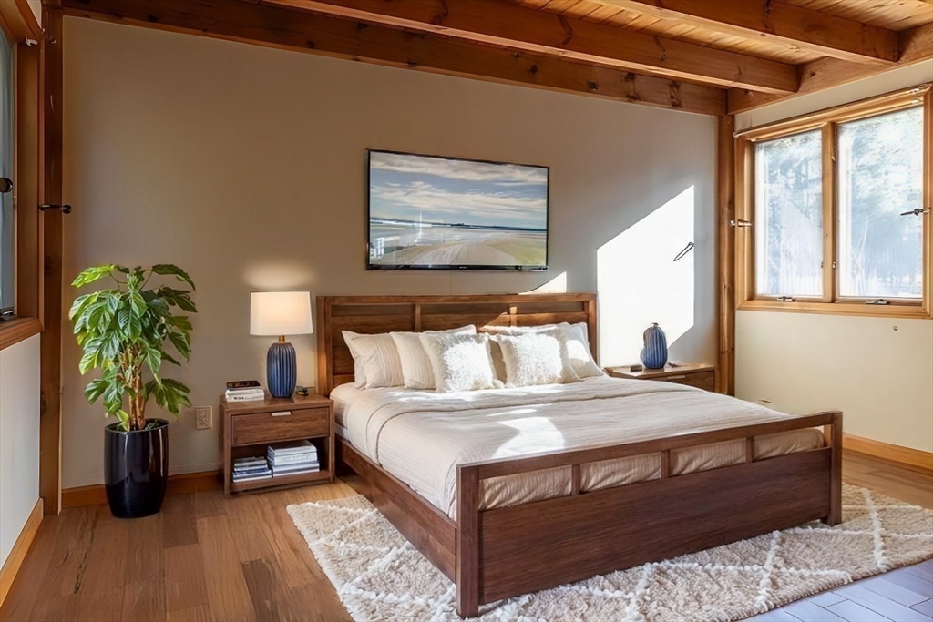 526 Station Road Amherst, MA 01002 - Photo 10 of 42 a bedroom with bed and a potted plant