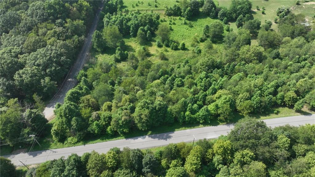 an aerial view of residential house with green space