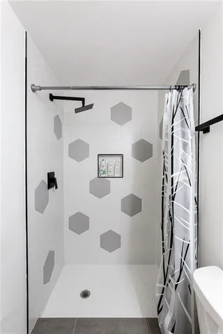 a bathroom with a shower