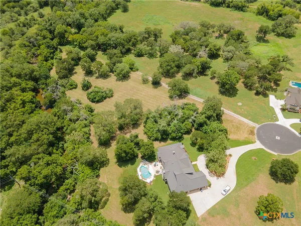 an aerial view of a house