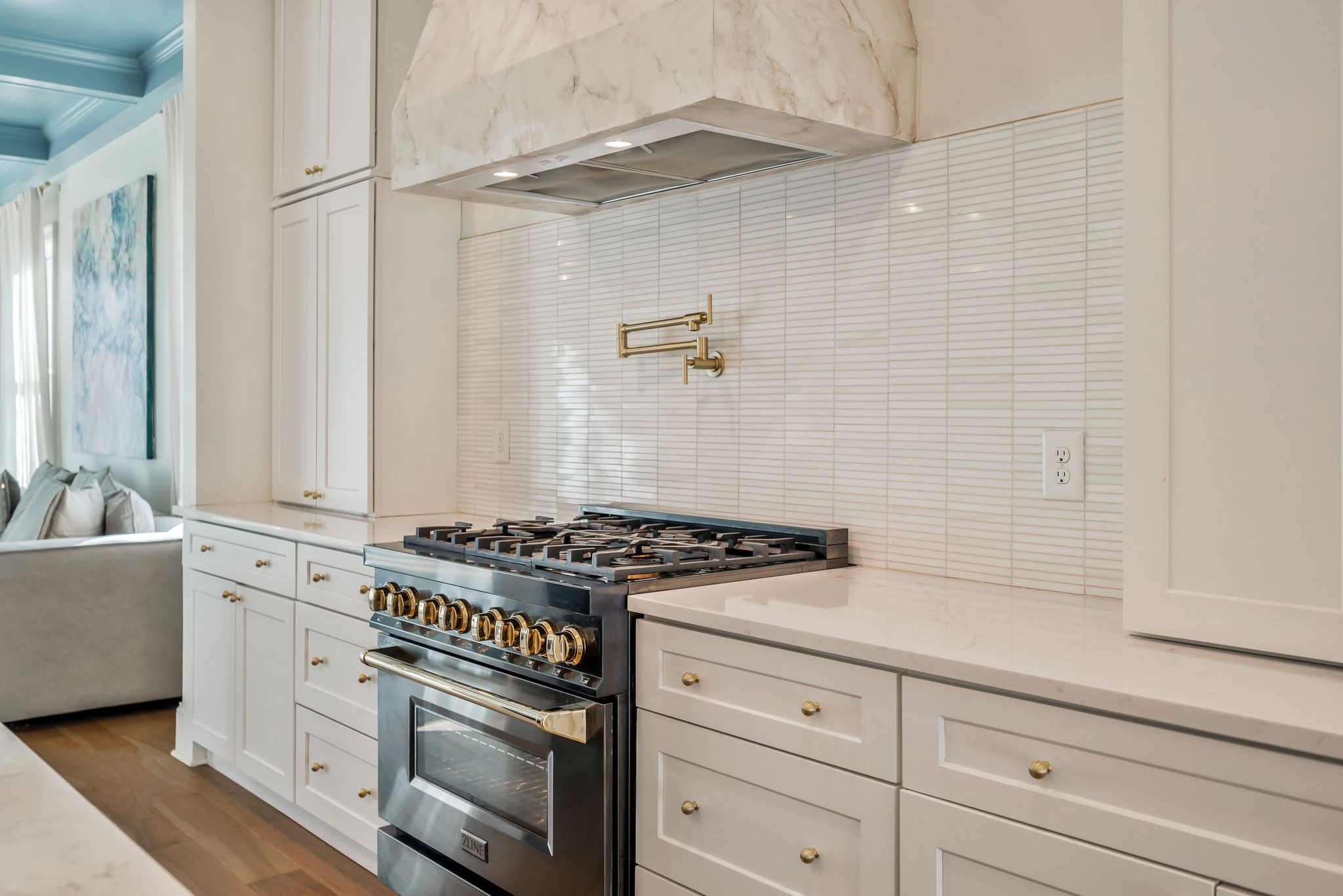 1007 Lischey Avenue Nashville, TN 37207 - Photo 11 of 52 a kitchen with granite countertop white cabinets and white appliances