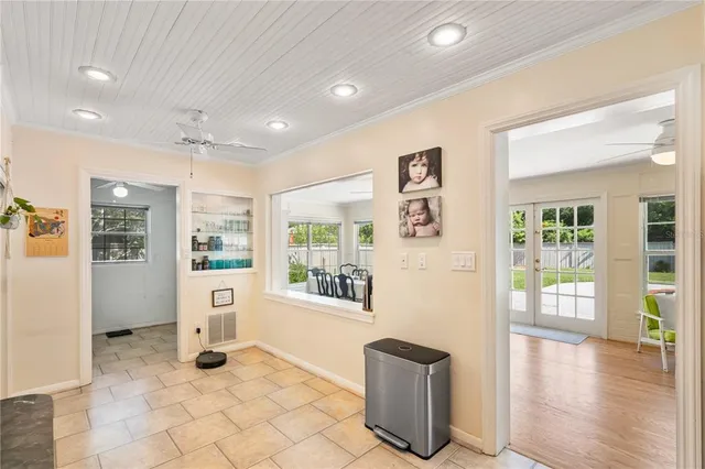 an aerial view of a house with a swimming pool