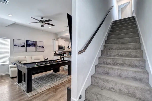a view of entryway and workspace