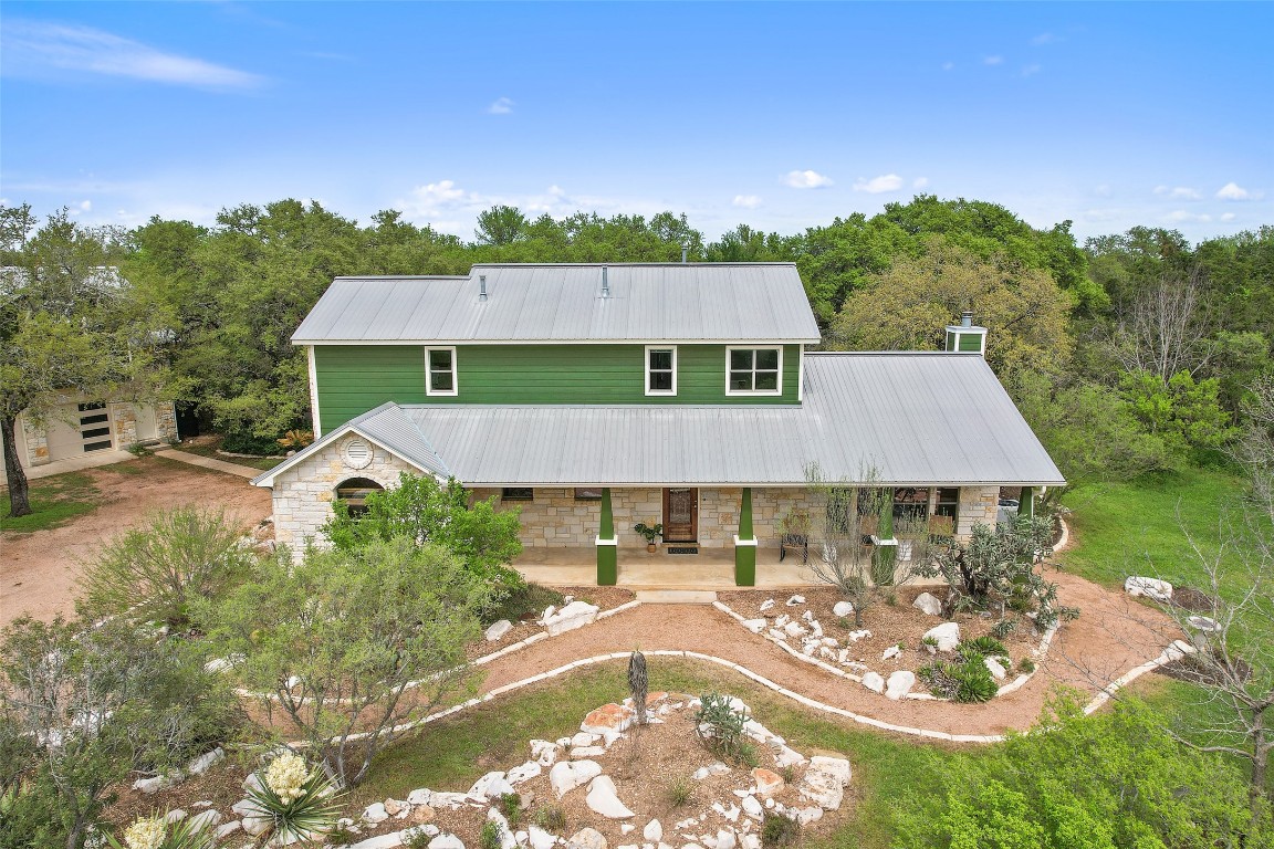 an aerial view of a house
