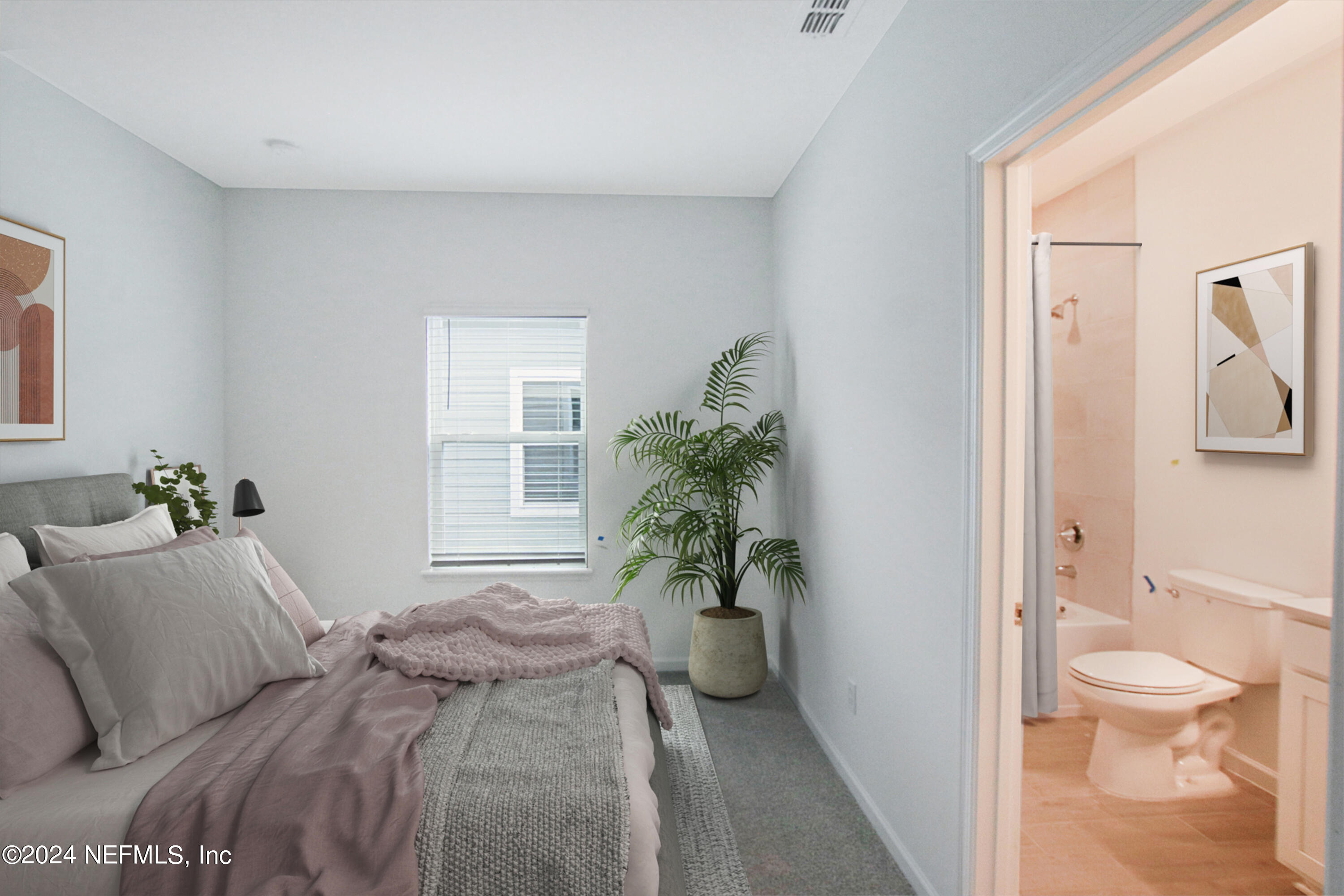 84 Bellaire Street St. Augustine, FL 32092 - Photo 25 of 34 a bedroom with a bed and a potted plant