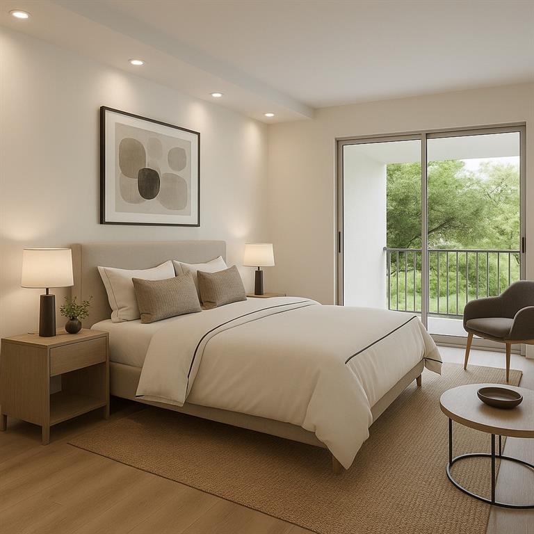 850 Southwest 133rd Terrace, Unit 205B Pembroke Pines, FL 33027 - Photo 3 of 7 a bedroom with bed and a large window