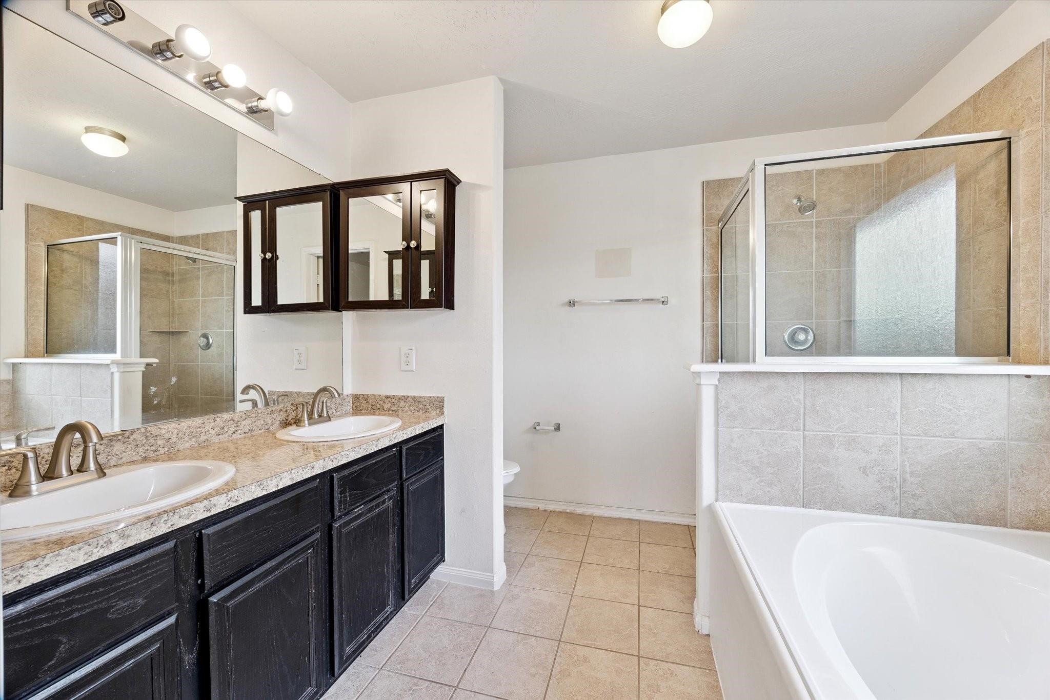 11718 Red Hummingbird Drive Houston, TX 77047 - Photo 7 of 13 a bathroom with a tub a sink and mirror