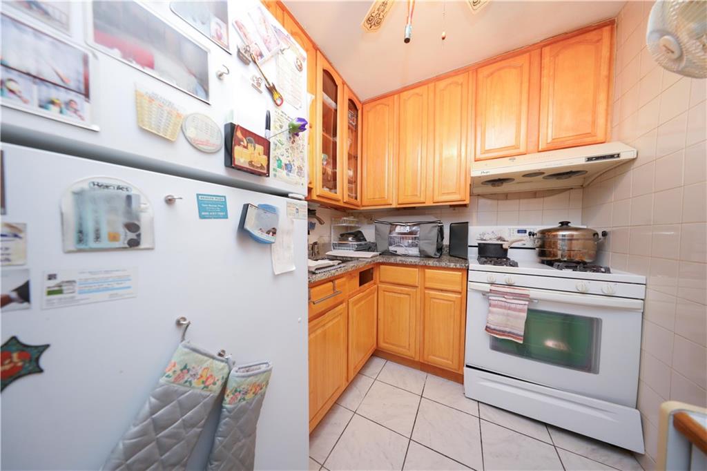 1625 Emmons Avenue, Unit 4N Brooklyn, NY 11235 - Photo 8 of 32 a kitchen with stainless steel appliances granite countertop a stove a sink and a refrigerator