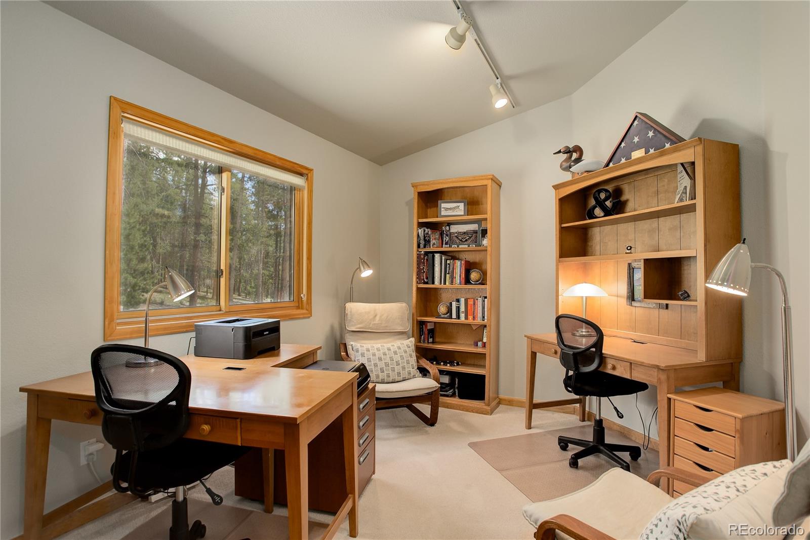 8360 South Warhawk Road Conifer, CO 80433 - Photo 22 of 40 a work room with furniture and a window