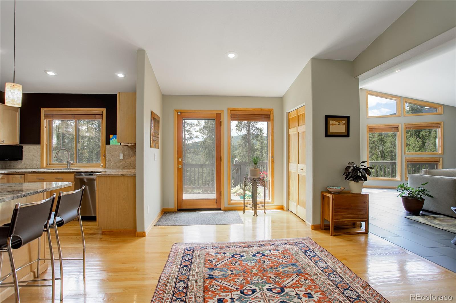 8360 South Warhawk Road Conifer, CO 80433 - Photo 7 of 40 a living room with furniture and wooden floor