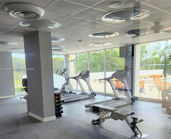 a view of a room with gym equipment
