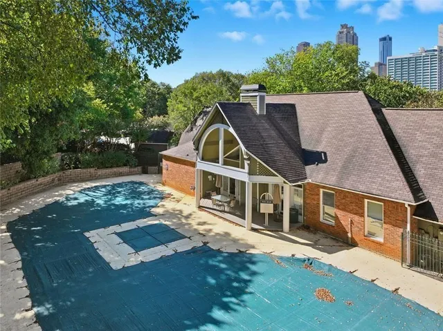 a view of a city with tall buildings