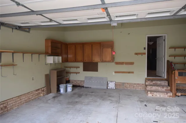 a view of a park with large trees