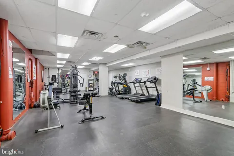a view of a room with gym equipment