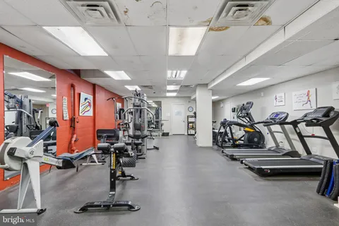 a view of a room with gym equipment