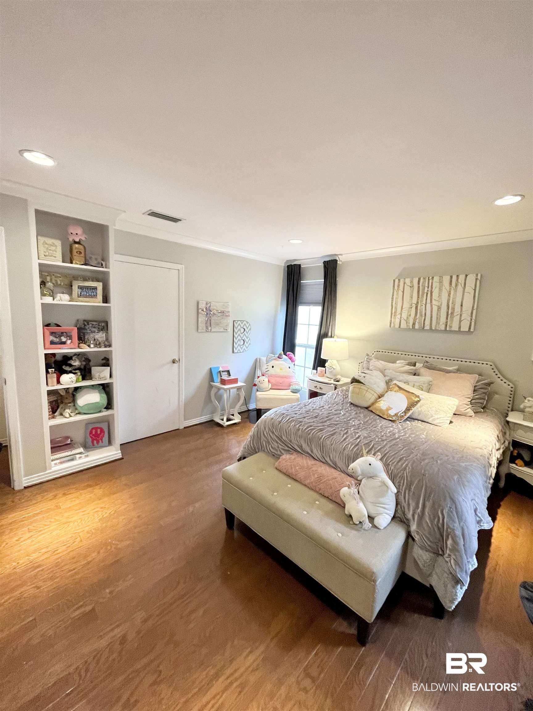 451 Ridgelawn Drive West Mobile, AL 36608 - Photo 31 of 41 Bedroom featuring wood finished floors, ornamental molding, and recessed lighting