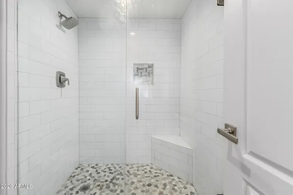 a bathroom with a bathtub