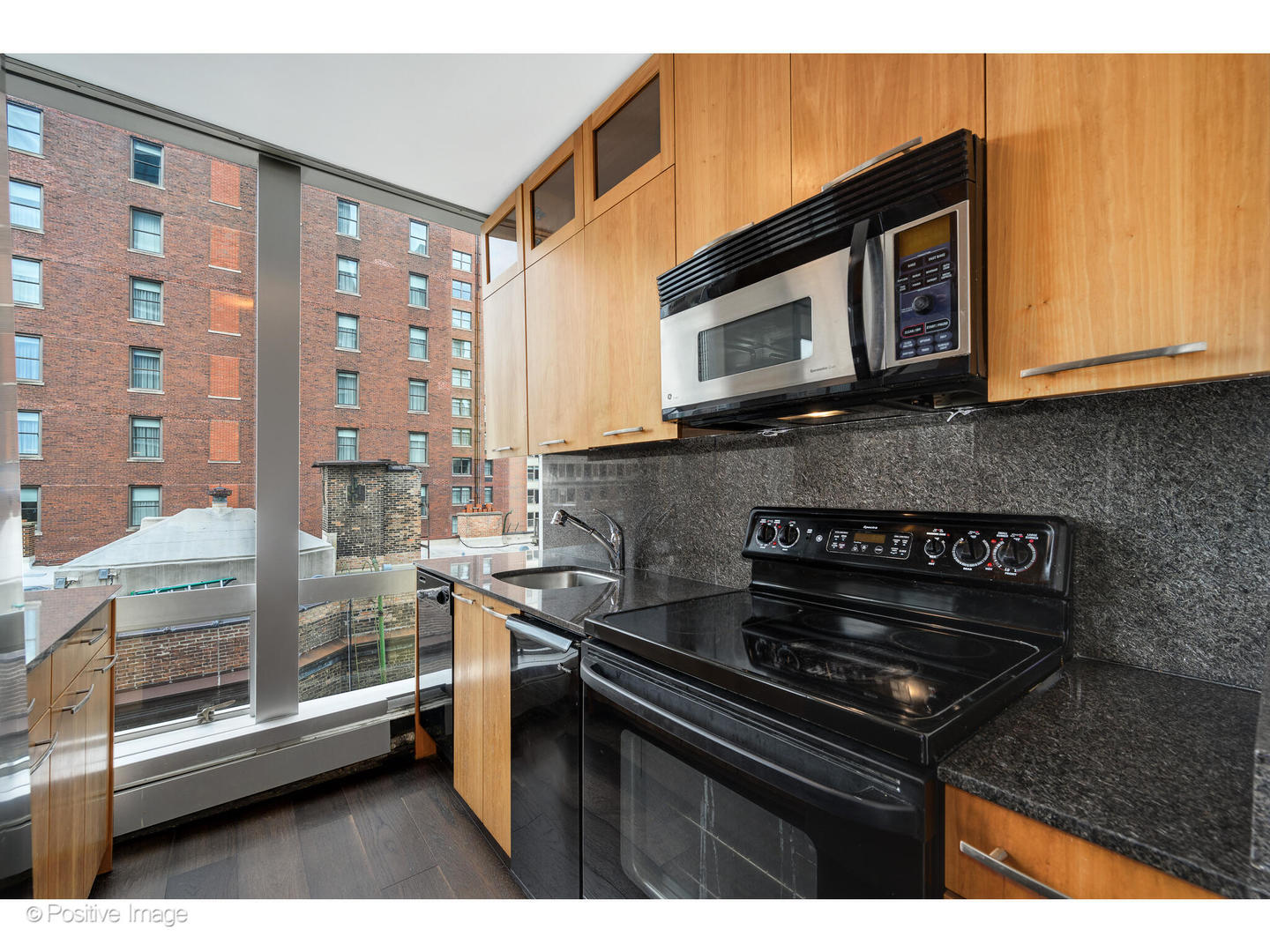 1300 North Astor Street, Unit 10D Chicago, IL 60610 - Photo 10 of 25 a kitchen with stainless steel appliances granite countertop a stove a sink and a microwave