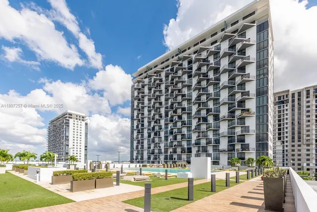 a view of tall buildings