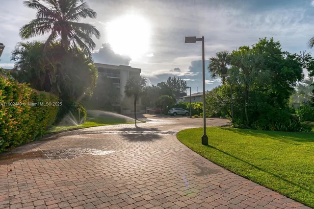 a view of a park with slide