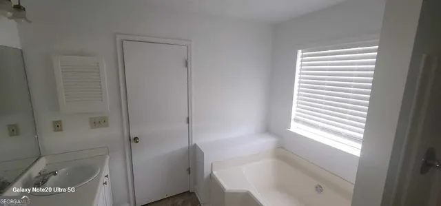 a view of a room with a window