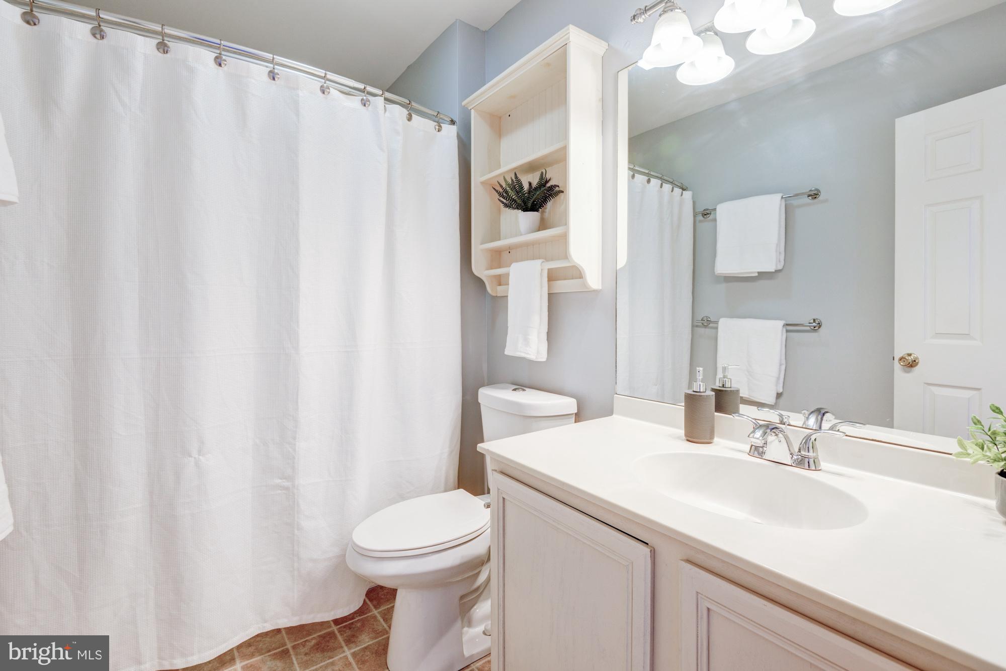 21 Oakview Drive Newark, DE 19702 - Photo 52 of 65 a bathroom with a sink a toilet and shower curtain