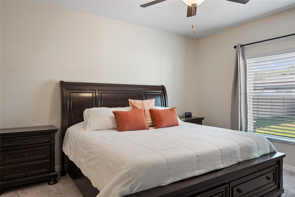 19041 Alfaro Loop Spring Hill, FL 34610 - Photo 14 of 39 a bedroom with a bed and a ceiling fan