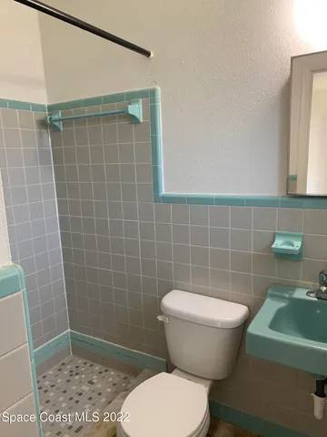 a bathroom with a toilet a sink and a mirror