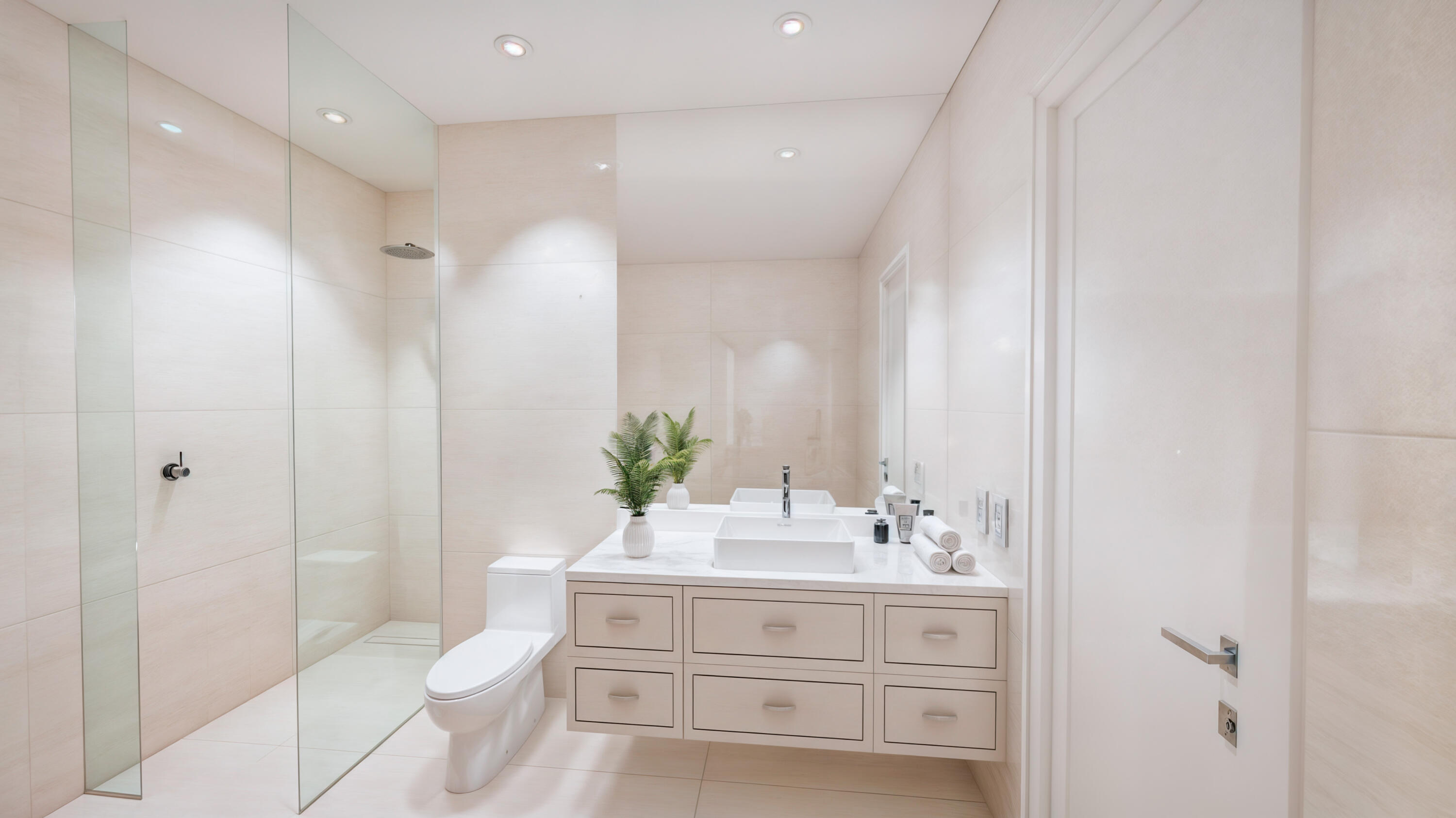 4594 133rd Road South, Unit LUCCA Delray Beach, FL 33445 - Photo 6 of 16 a bathroom with a toilet a sink and a mirror