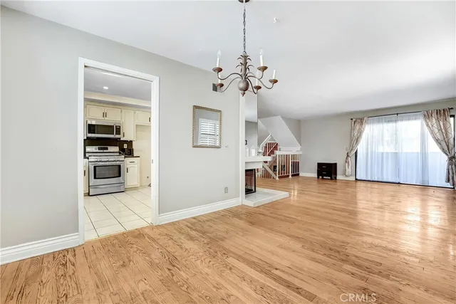 a view of a livingroom with a chandelier