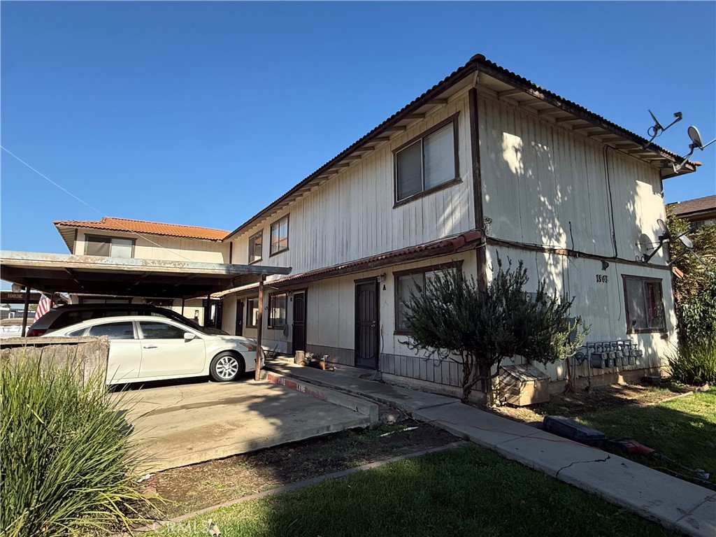 a car parked in front of a house