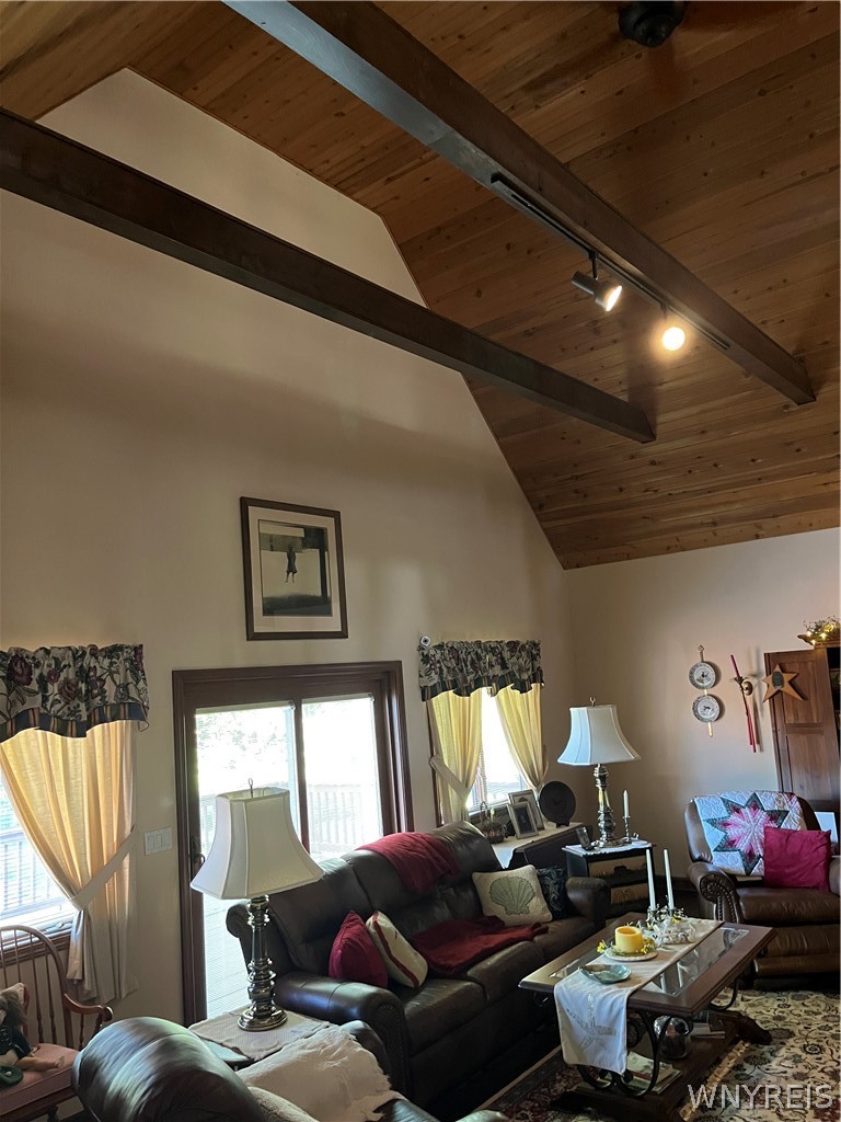 1999 Dugan Road Olean, NY 14760 - Photo 18 of 30 Dramatic wood-paneled ceilings with exposed beams