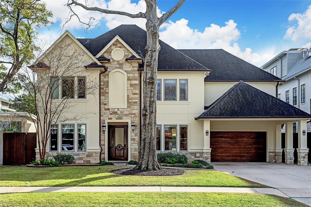 Beautiful Custom built home located in desirable city of Bellaire. Loaded with custom features and great access to shopping, restaurants, medical center and downtown. This home features great curb appeal with stacked stone and stucco facade and wood stained garage door with porte cochere.