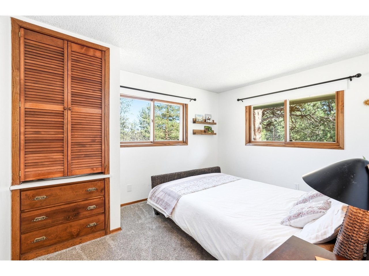 5 Mohawk Road Lyons, CO 80540 - Photo 19 of 49 2nd main floor bedroom with gorgeous trees outside both windows.