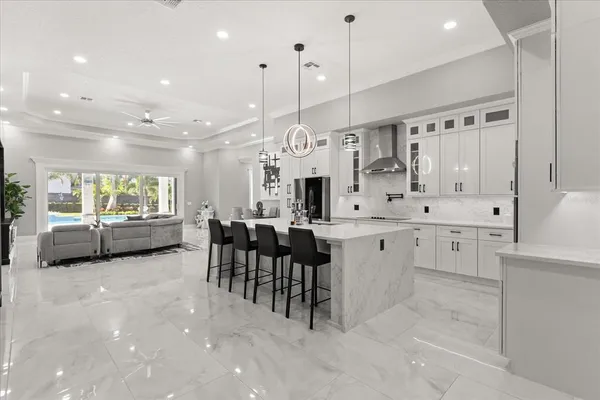 a view of a dining room that has a table and chair