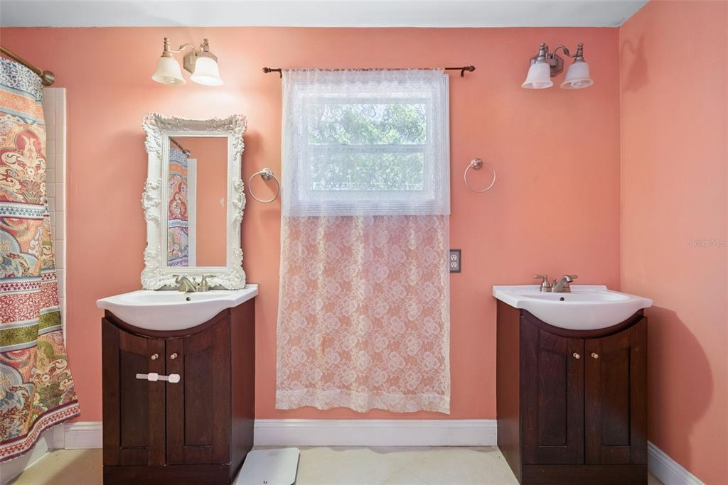 1048 North Grandview Street Mount Dora, FL 32757 - Photo 27 of 56 a bathroom with a sink a mirror and a shower