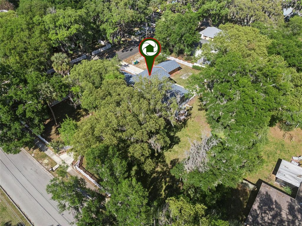1048 North Grandview Street Mount Dora, FL 32757 - Photo 45 of 56 a aerial view of a house with a yard and large trees