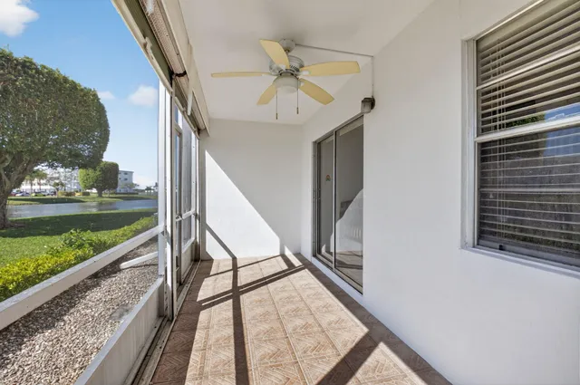 a view of a balcony with a ocean view